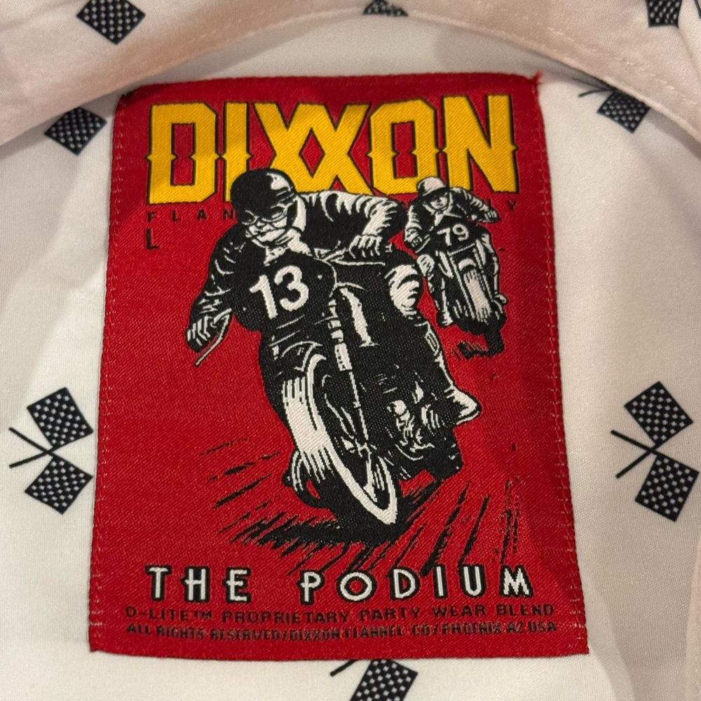 Dixxon Flannel Co Men White Shirt The Podium Racing Flag Short Sleeve Size Large - Picture 3 of 9